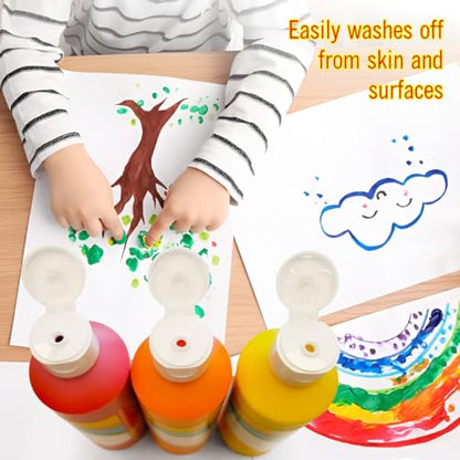 EXTRIC Washable Paint for Kids 6 PK x 8oz Bottles Tempera Finger Paints