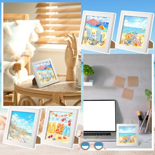 Geyoga 4pcs Beach Diamond Painting Kits with Frame for Adults 7 x 7 Inch - style: Summer