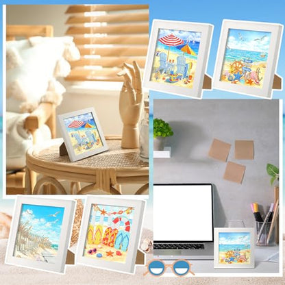 Geyoga 4pcs Beach Diamond Painting Kits with Frame for Adults 7 x 7 Inch - style: Summer