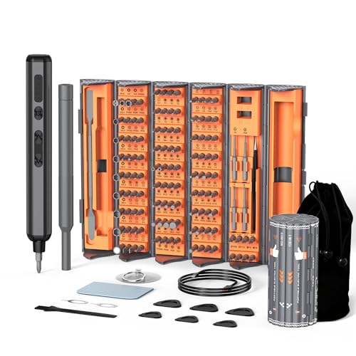 138-IN-1 Electric Screwdriver Set Cordless with 120 Precision Bits - color: Black+orange