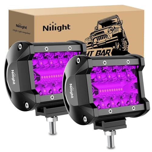 Nilight 2 PCS 4 Inch 60 W LED Light Pods Purple Spot Flood Combo Beam - color: Purple Led Pods