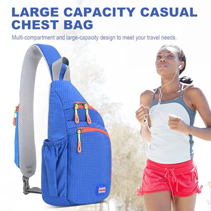 Peicees Small Sling Backpack Waterproof Unisex Shoulder Bag Chest Crossbody Daypack - color: Blue, size: Small