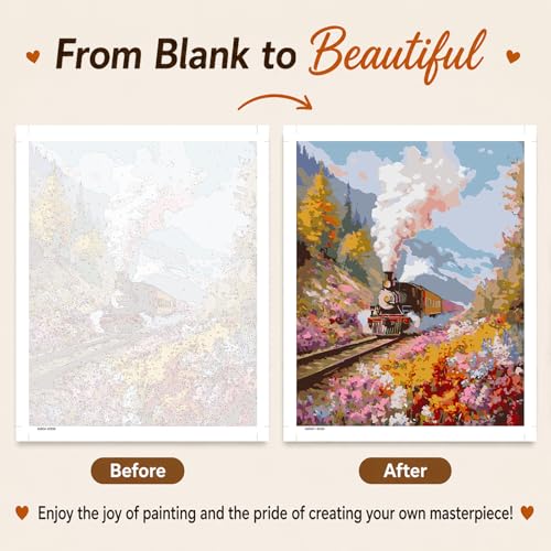 AUKELHJ Paint by Numbers Kit for Adults Beginner, Train, 16X20 Inch - color: 14-Train