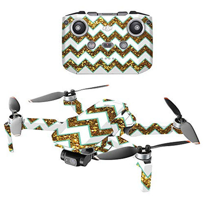 MightySkins Compatible With DJI Mini 2 Portable Drone - Glitzy Chevron | Protective, Durable, and Unique Vinyl Decal wrap cover | Easy To Apply, Remove, and Change Styles | Made in the USA - color: Glitzy Chevron