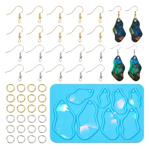 Elecrelive Geometry Earring Silicone Molds Jewelry Casting Molds Resin Pendant Casting Mould with Ear Hooks for Women DIY Craft Pendants Necklace Key Chains - color: Blue