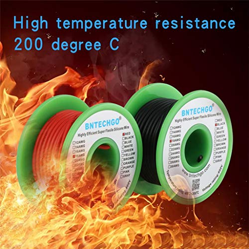 BNTECHGO 18 AWG Silicone Wire Red Black 25ft Stranded Tinned Copper Wire - size: 18 Gauge, 25ft per color