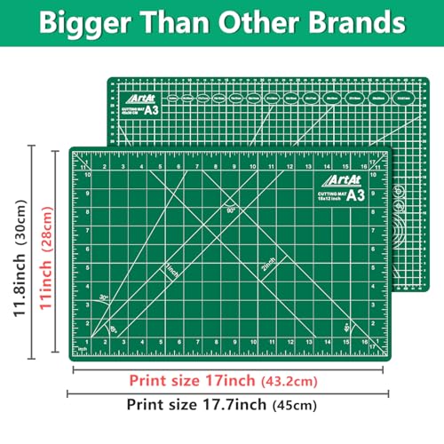 ArtAt A3 Self Healing Cutting Mat 12''x18'' 5 pack - color: Green, size: 18"L x 12"W（5pcs）
