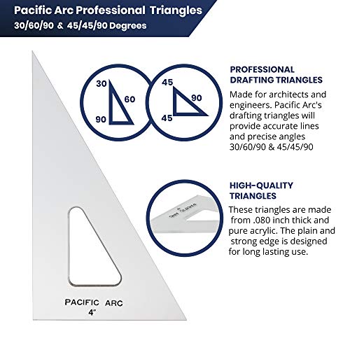 Pacific Arc Drafting Triangle, 12-inch, 45/90 Degrees, Clear Acrylic - color: Clear, size: 12-in, 45/90 degrees