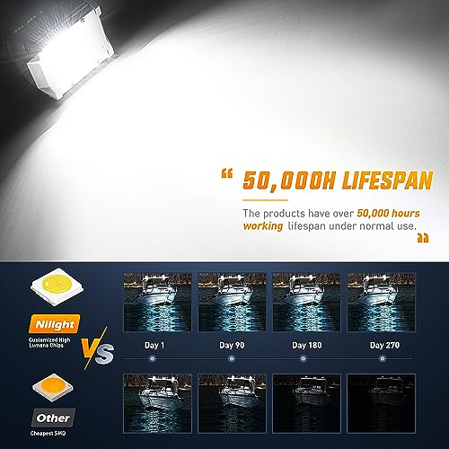 Nilight Marine LED Light Pods 2PCS 4 Inch White for Boat Deck Truck Tractor - color: 2Pcs White Shell with White Light