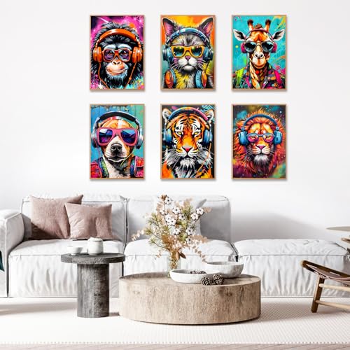 Okarina 6 Pack Paint by Numbers Kit for Adults & Beginners, Animals Designs - color: OP6NFUS2511-01