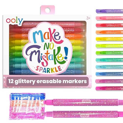 Ooly Make No Mistake Glittery Erasable Markers, Set of 12 - color: Erasable Glittery