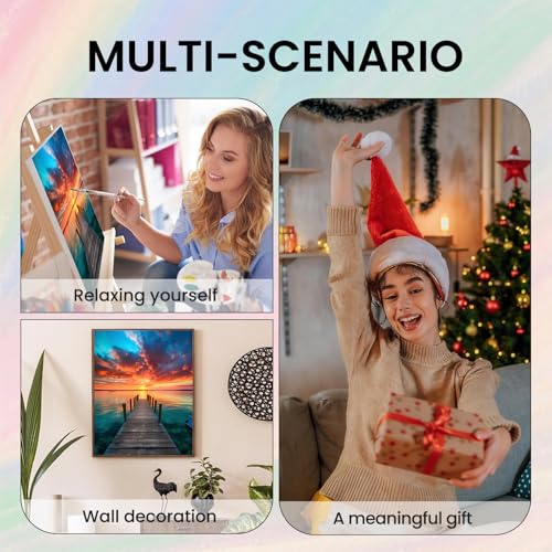 Beach Paint by Number Adult Paint by Numbers Kits for Adults 20x16in - color: Beach, size: 16x20inch