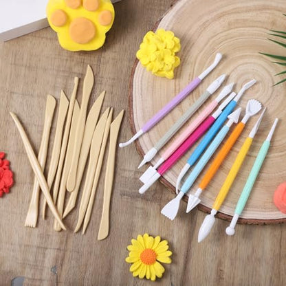 19 Pcs Modeling Clay Tools Sculpting, Air Dry Polymer Clay Tools Kit, Plastic Sculpting Double-Head Ultralight Tool for Pottery Modeling Shaping Cake Decoration Beginner