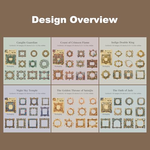 60 Pcs Medieval Frame Stickers for Scrapbooking and Journaling - color: Medieval Crests