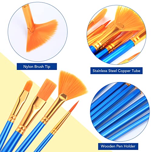 AROIC Acrylic Paint Brush Set, 15 pcs Nylon Hair Paint Brushes - size: 15pcs