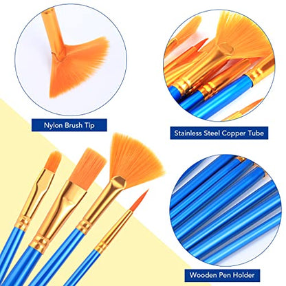 AROIC Acrylic Paint Brush Set, 15 pcs Nylon Hair Paint Brushes - size: 15pcs