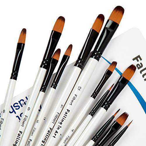 Falling in Art 12 PCS Professional Filbert Paint Brushes Set - style: 12 Pcs Filbert