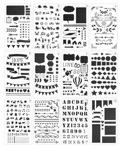 Mr. Pen- Journal Stencils, 4x7 Inch, 12 Pack - style: Journaling Stencils