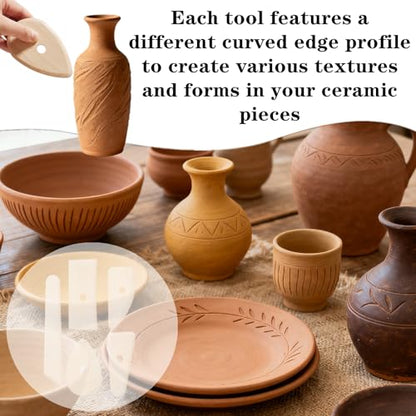 5Pcs Wood Pottery Clay Ribs