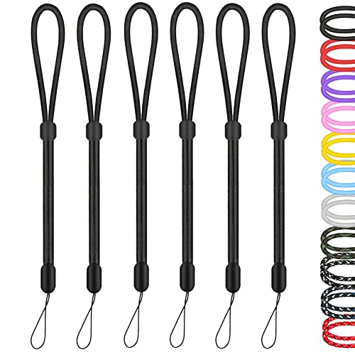 Hand Wrist Strap Lanyard 6 Pack 8inch, Adjustable Nylon Wristlet Keychain - color: Black, size: 8 inches