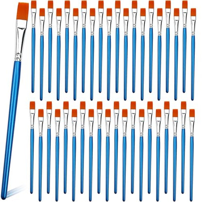 GACDR 1/2 Inch Flat Paint Brush Set, 40 Bulk Acrylic Paint Brushes - size: 0.5 inch 40 pieces