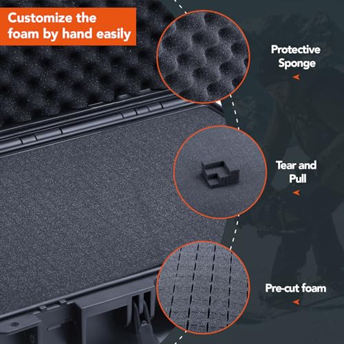 Lykus HC-3910 Waterproof Hard Case with Foam, Inner Size 14.76*7.91*3.86in
