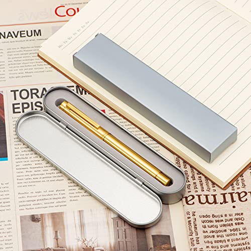 Hongdian Solid Brass Fountain Pen Medium Nib Classic Design Smooth Writing Copper Pen with Ink Refill Converter and Pen Box Set - color: Brass, style: Medium Point