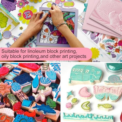 8 Pack Pale Pink Linoleum Blocks for Printmaking, 8 x 6 Inch - size: 8"x6"