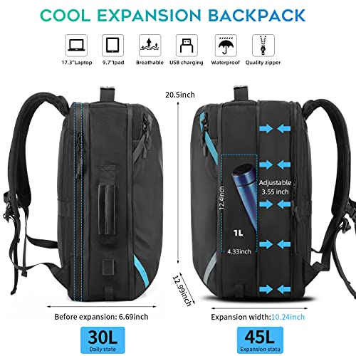 TANGCORLE Travel Backpack, 45L Carry On, Airline Approved - color: Black-b45