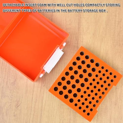 FULLCASE Battery Storage Organizer Holder Holds 72 AA AAA Batteries - color: Orange