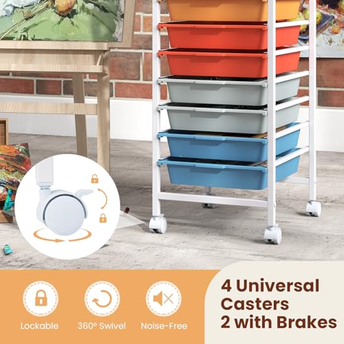 RELAX4LIFE 10-Drawer Rolling Storage Cart w/Lockable Wheels(Macaron) - color: Macaron, size: 33.5”H
