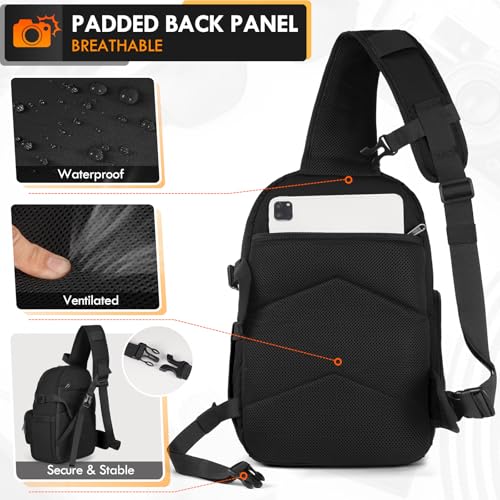RAINSMORE Camera Sling Bag, Small Dslr/Mirrorless Camera Bag & Case - color: Black