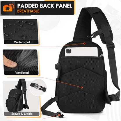 RAINSMORE Camera Sling Bag, Small Dslr/Mirrorless Camera Bag & Case - color: Black