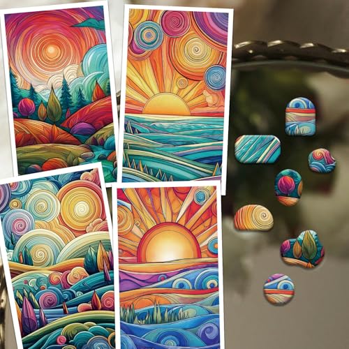 OLYCRAFT 24Pcs 4 Styles Sunrise Sunset Clay Transfer Paper for Polymer - color: Sunrise Sunset