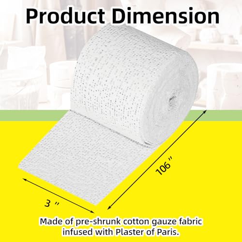 3'' x 106'' Plaster Cloth Gauze Bandages Rolls, 6 Pack 500gsm Plaster Strip - size: 3 * 106 6 Pack