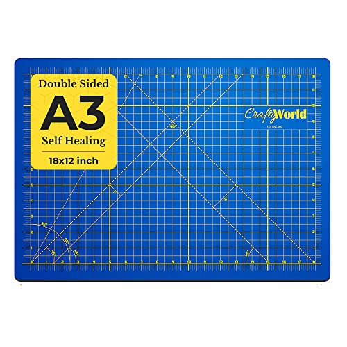 12 x 18 Cutting Mat for Sewing, Self Healing Double Sided Quilting Crafts Mat - Fabric Cutting Mat - Non Slip surface - Rotary Cutting Board - color: Blue, size: A3-12x18