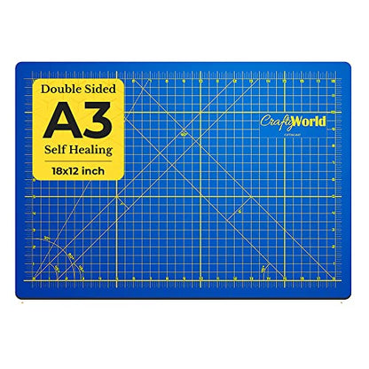 12 x 18 Cutting Mat for Sewing, Self Healing Double Sided Quilting Crafts Mat - Fabric Cutting Mat - Non Slip surface - Rotary Cutting Board - color: Blue, size: A3-12x18
