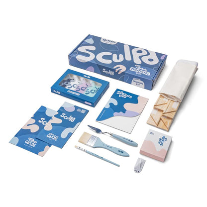 Sculpd Painting Kit, 4 Acrylic Bold Colors, 2 Brushes, 12x16in Canvas - color: Bold, size: Large