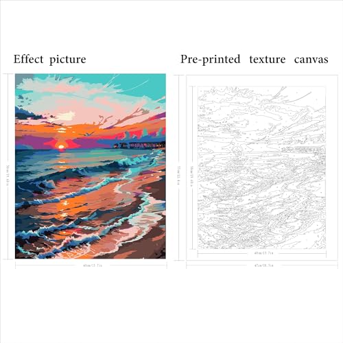 QUITEDEW Paint by Numbers Kits for Adults Seaside,16x20 Inch - color: B1-sunset