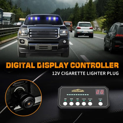 XRIDONSEN 2x 17 inch 40 LED Blue White Emergency Dash Strobe Lights - color: Blue/White