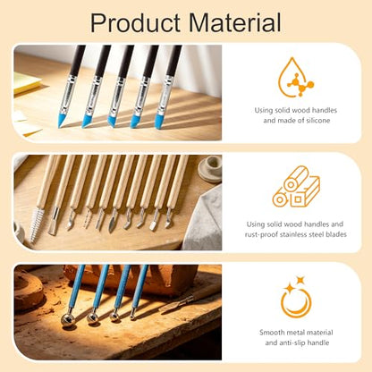 SHRJ 36Pcs Clay Tools Kit for Pottery Sculpting Carving Modeling