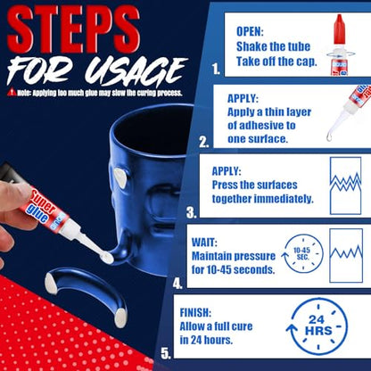ALECPEA Super Glue, 48 X 3g, Liquid Instant Glue for Metal and Ceramic - color: Liquid