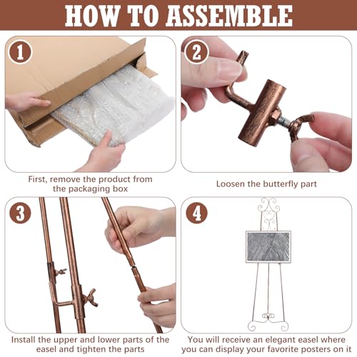 GlikCeil 57" Bronze Metal Scroll Easel Stand for Wedding Sign Display - color: Bronze
