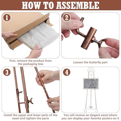 GlikCeil 57" Bronze Metal Scroll Easel Stand for Wedding Sign Display - color: Bronze