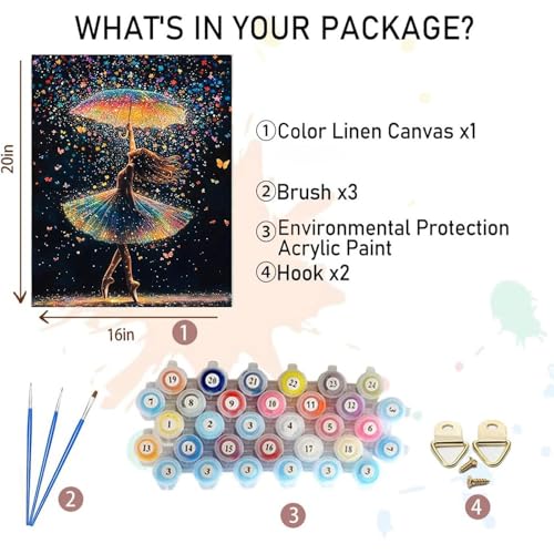 Ballet Paint by Numbers for Adults - Dancer Paint by Number on Canvas - color: MT22974