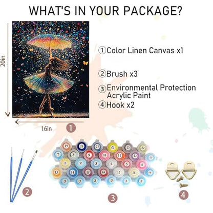 Ballet Paint by Numbers for Adults - Dancer Paint by Number on Canvas - color: MT22974