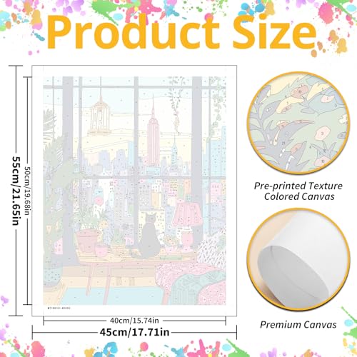 Mandun Cat Paint by Numbers Kit for Adults, 16x20 inch - color: Cat