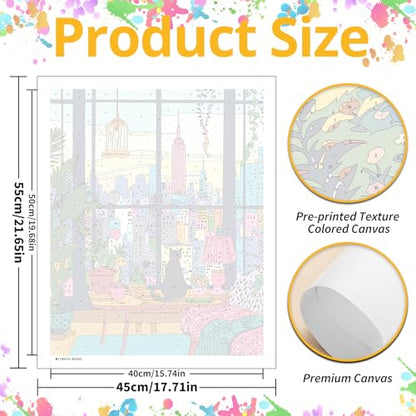 Mandun Cat Paint by Numbers Kit for Adults, 16x20 inch - color: Cat