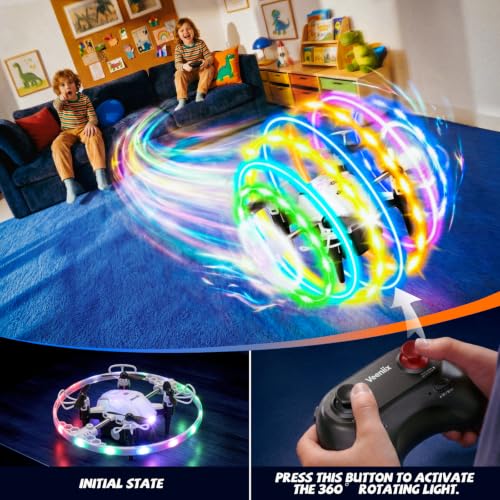 Veeniix Drone for Kids 360° RGB Rotation RC Quadcopter Altitude Hold - color: Multicolor