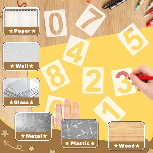 5Inch Number Stencils,10Pcs Plastic Reusable Washable Curb Stencil Kit - size: 5 INCH
